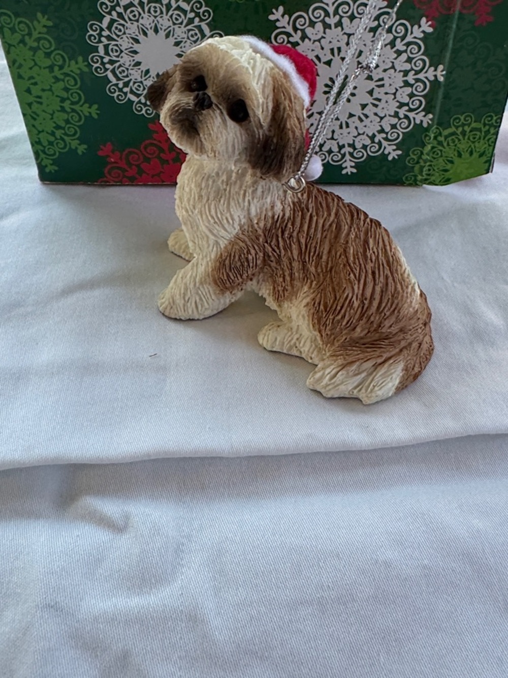 Christmas Ornament Small Pet Dog Figurine - Brown & White